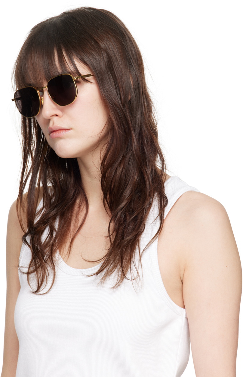Bottega Veneta Gold Round Sunglasses Bottega Veneta display picture 2