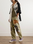 KAPITAL - Katsuragi Tapered Appliquéd Distressed Cotton-Twill Trousers - Unknown