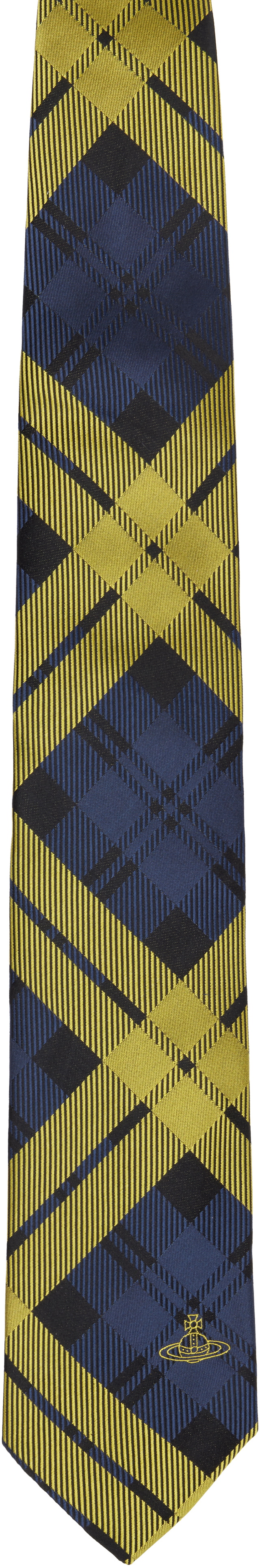 Vivienne Westwood Navy & Yellow Silk Tie