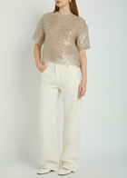 Brunello Cucinelli Embellished Silk Blouse Silver