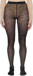 Wolford Black Floral Jacquard Tights