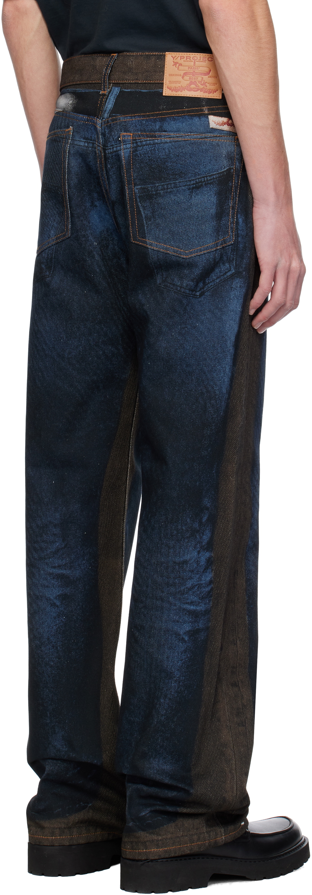 Y/Project Brown & Blue 'YP' Trompe L'oeil Jeans