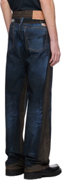 Y/Project Brown & Blue 'YP' Trompe L'oeil Jeans