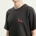 Folk Men's Slub Embroidery T-Shirt in Ecru Black Carousel