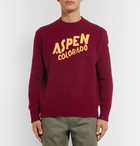 Moncler - Intarsia Wool-Blend Sweater - Men - Burgundy