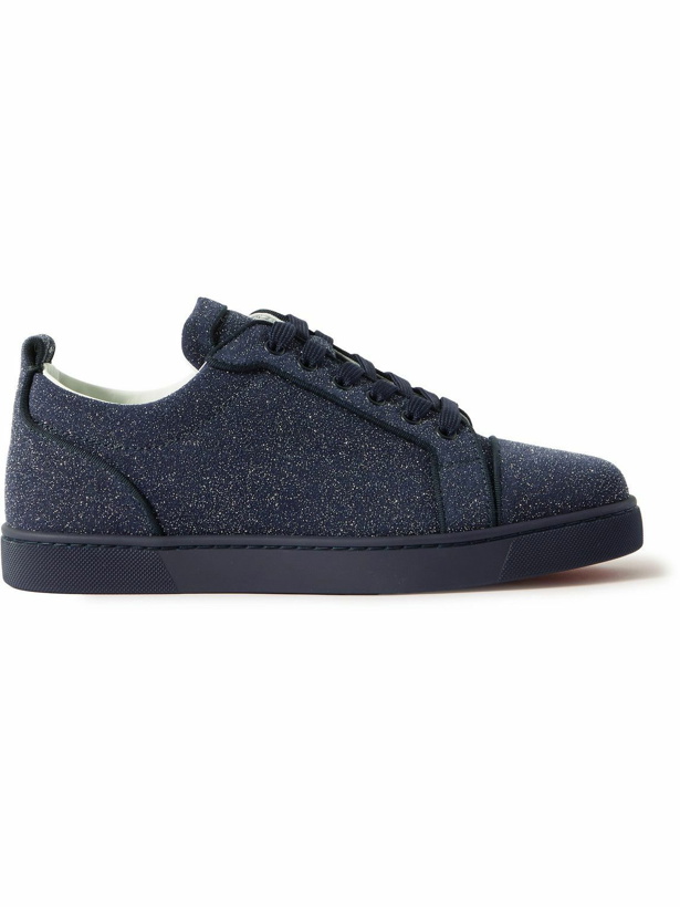 Photo: Christian Louboutin - Louis Junior Glittered Suede Sneakers - Blue