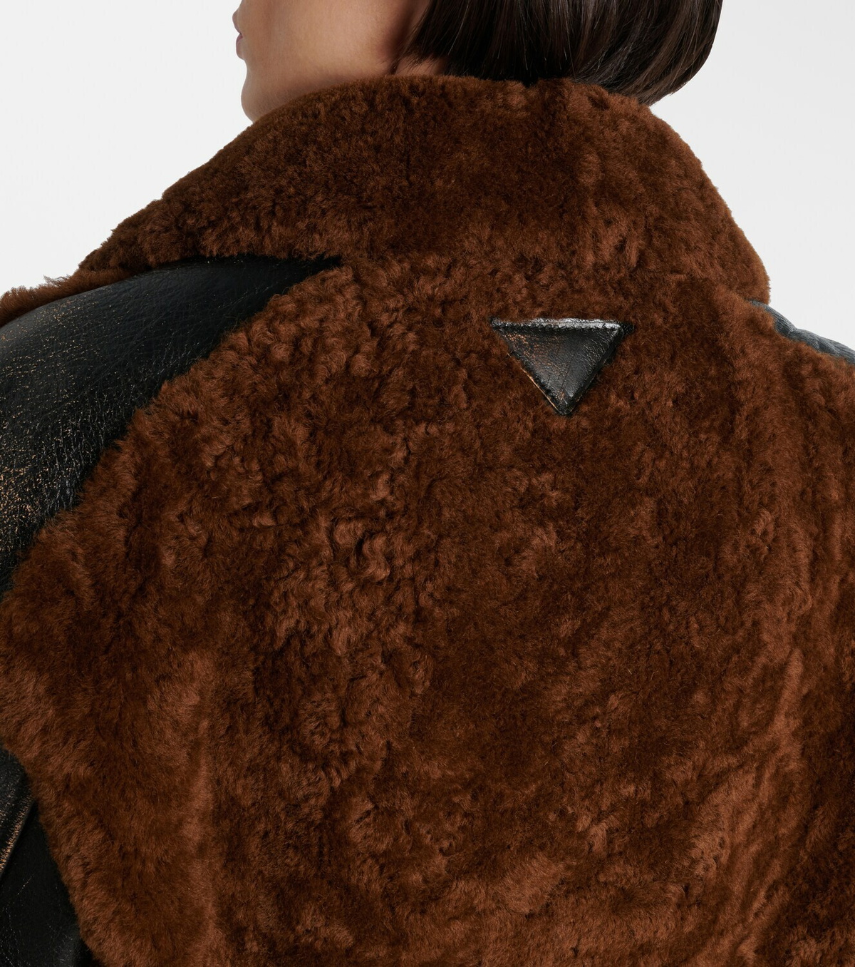 Prada Belted shearling-trimmed leather jacket