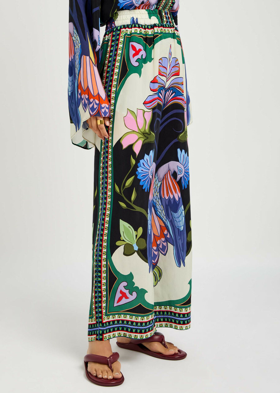 Lug Von Siga Madison Printed Wide-leg Satin Trousers Multicoloured
