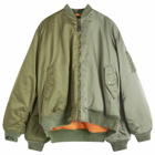 Balenciaga Men's Oversized Double Sleeve Bomber Jacket in Military Khaki