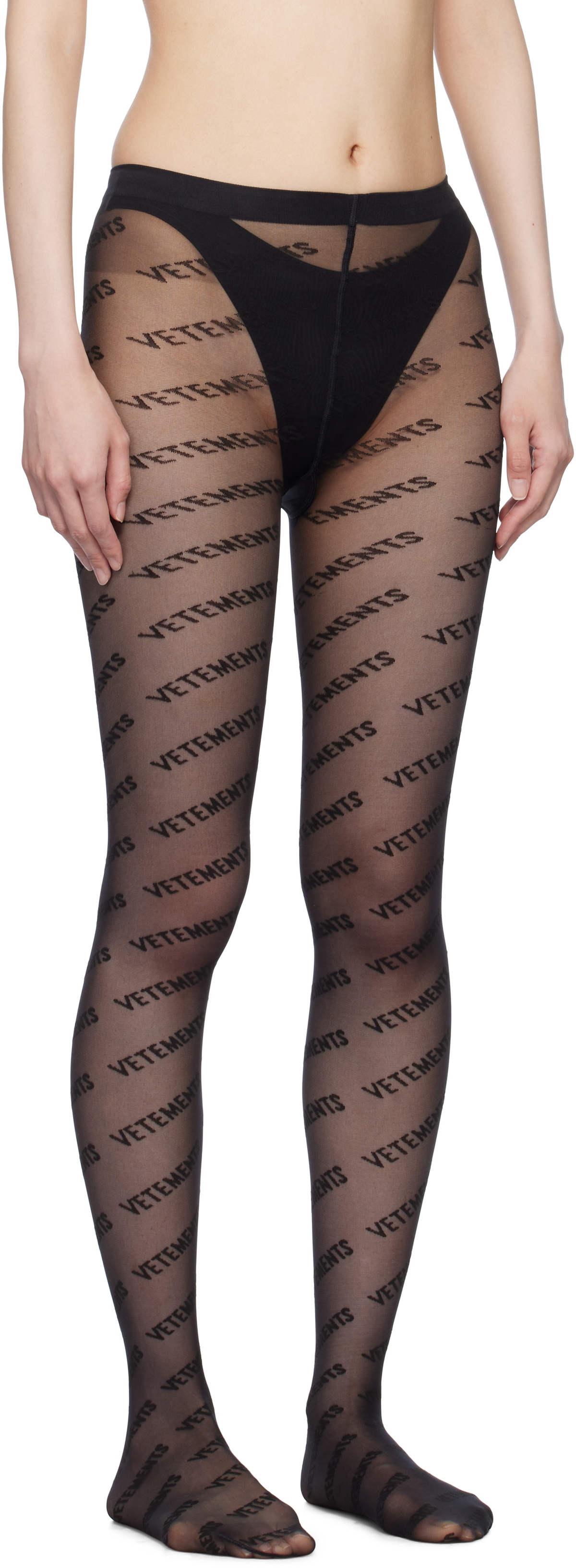 VETEMENTS Black Wolford Edition Logo Tights