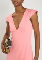 Stella Mccartney Frill Asymmetric Woven Midi Dress Light Pink