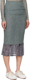 Dries Van Noten Green Layered Midi Skirt