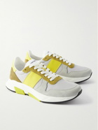 TOM FORD - Jagga Leather-Trimmed Suede and Mesh Sneakers - Gray