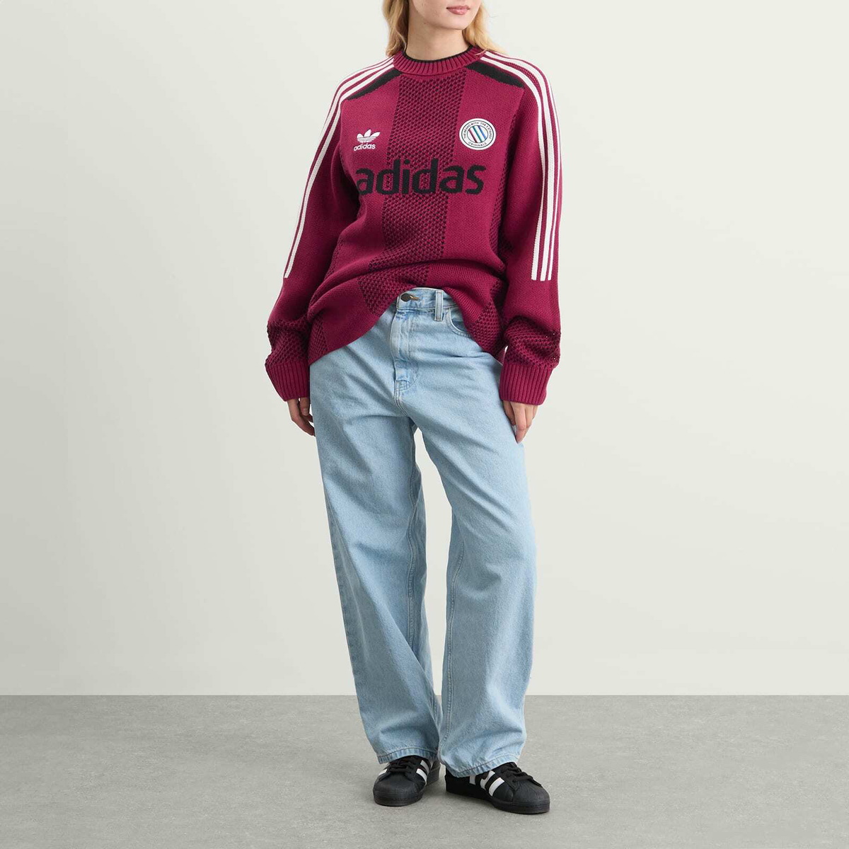 Adidas Adicolor Pullover Knit in Legacy Burgundy