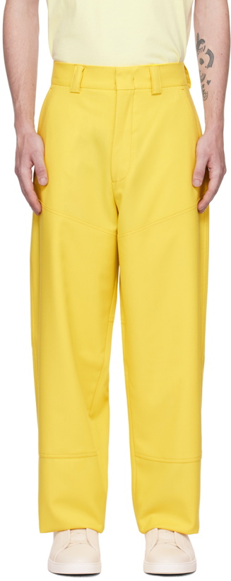 Photo: ZEGNA Yellow Paneled Trousers