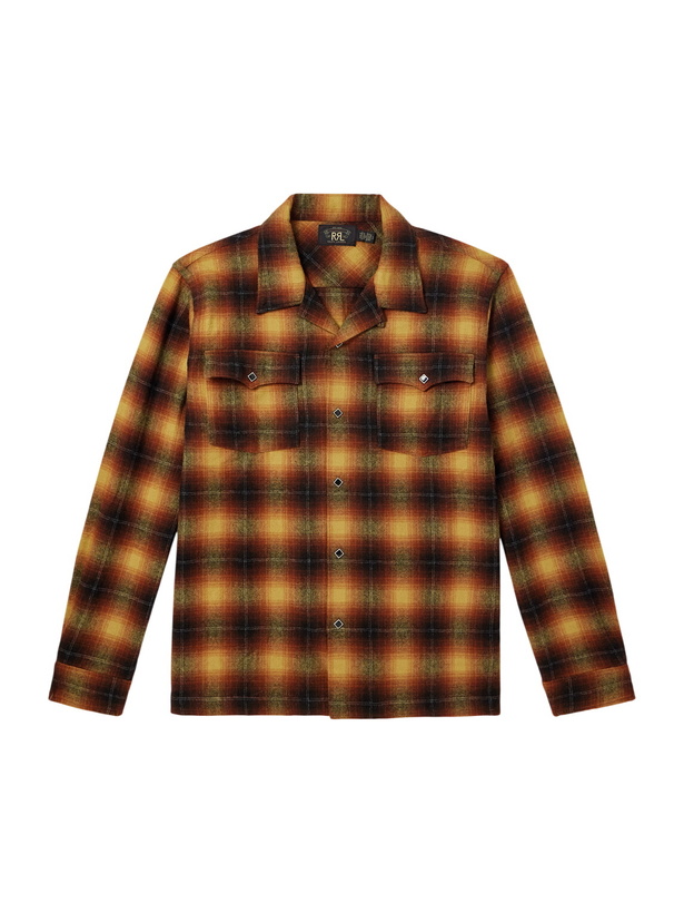 Photo: RRL - Jesse Checked Wool-Blend Flannel Shirt - Orange