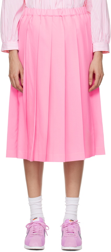 Photo: Comme des Garçons Girl Pink Tropical Wool Midi Skirt
