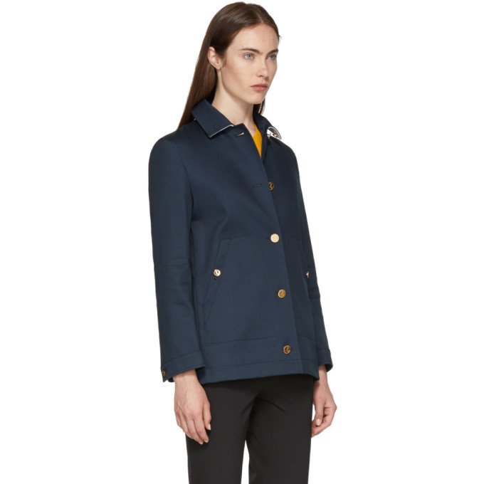 Thom Browne Navy Bal Collar Trench Coat Thom Browne