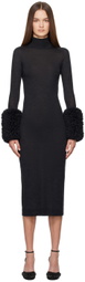 ALAÏA Black Bubble Cuff Midi Dress
