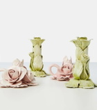 Bitossi Set of 2 floral ceramic candleholders