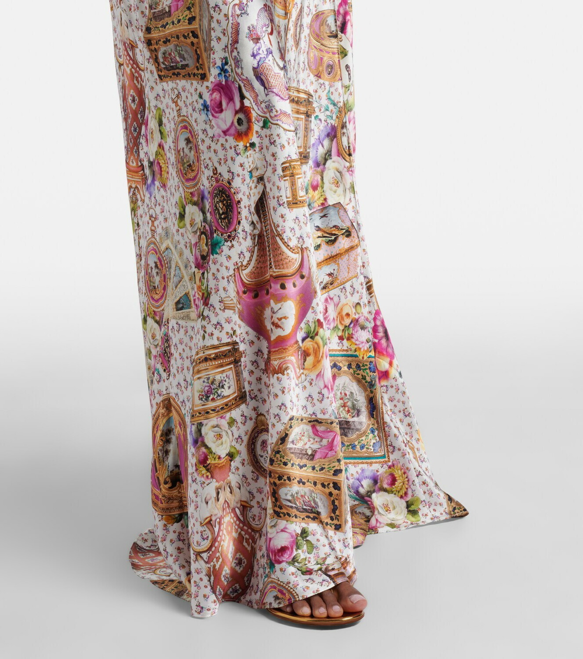 Camilla Lace-trimmed printed silk maxi dress