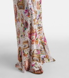 Camilla Lace-trimmed printed silk maxi dress