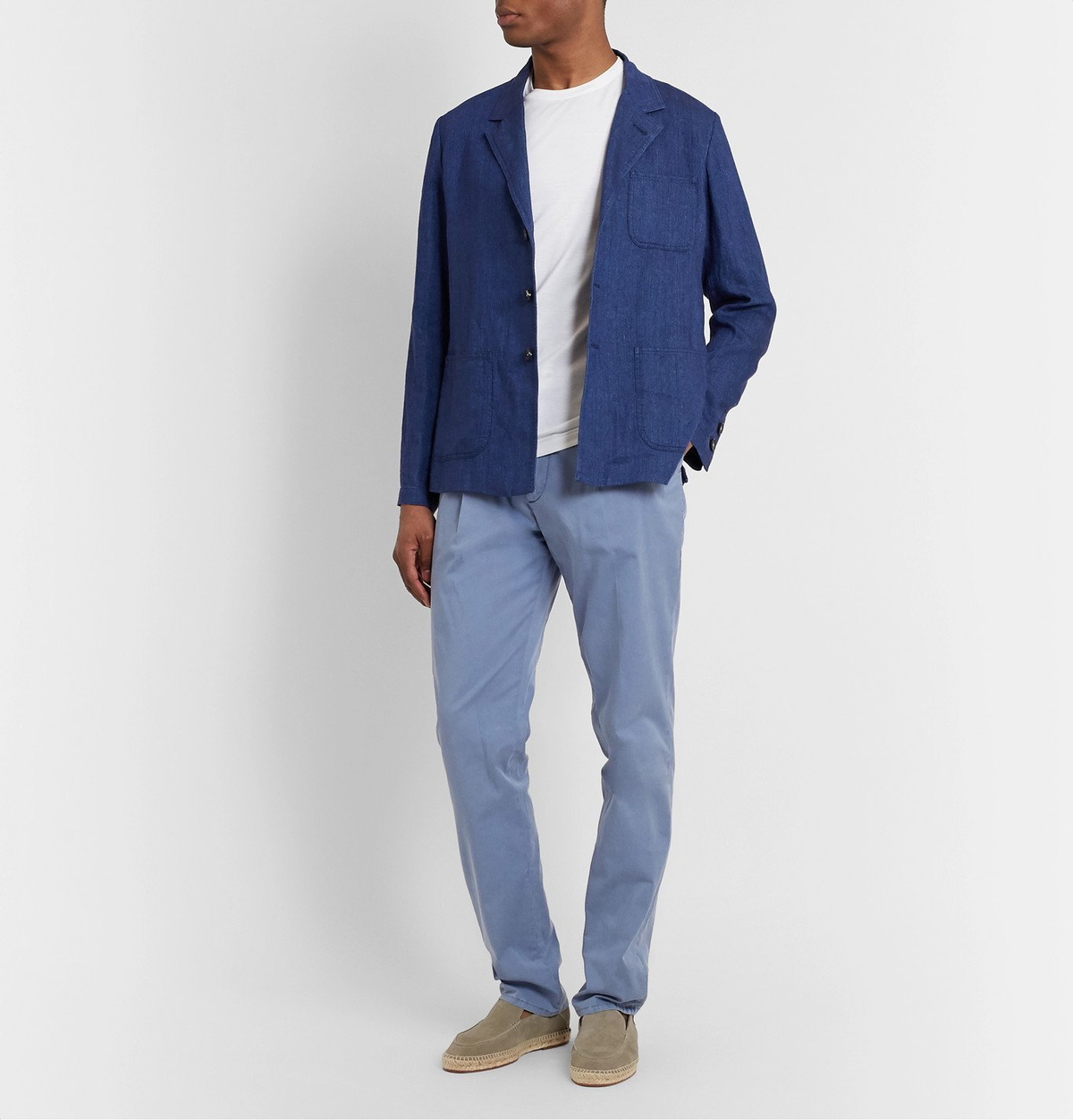 Isaia - Mélange Silk and Cotton-Blend Jersey T-Shirt - White