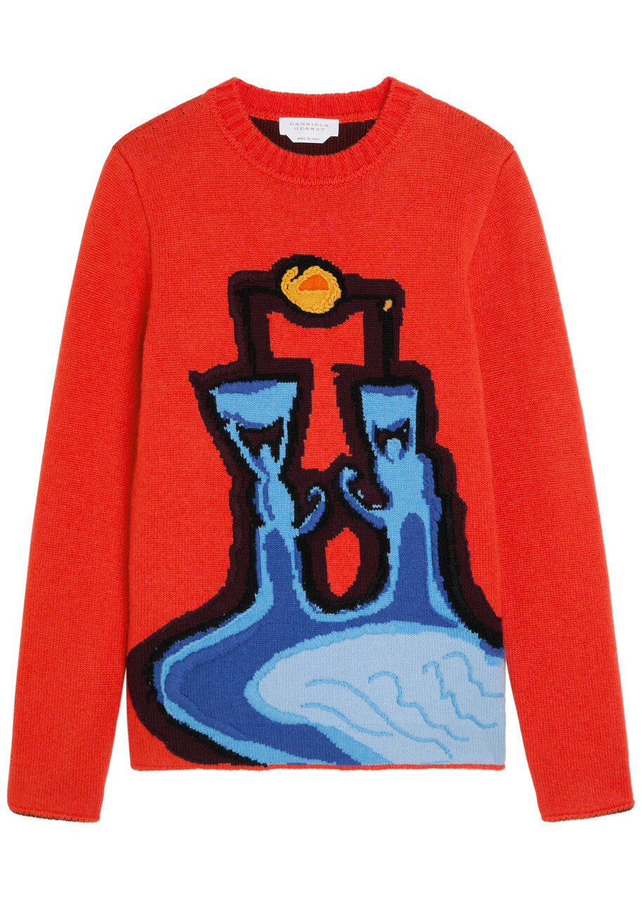 Gabriela Hearst Avichai Intarsia Cashmere Jumper Red