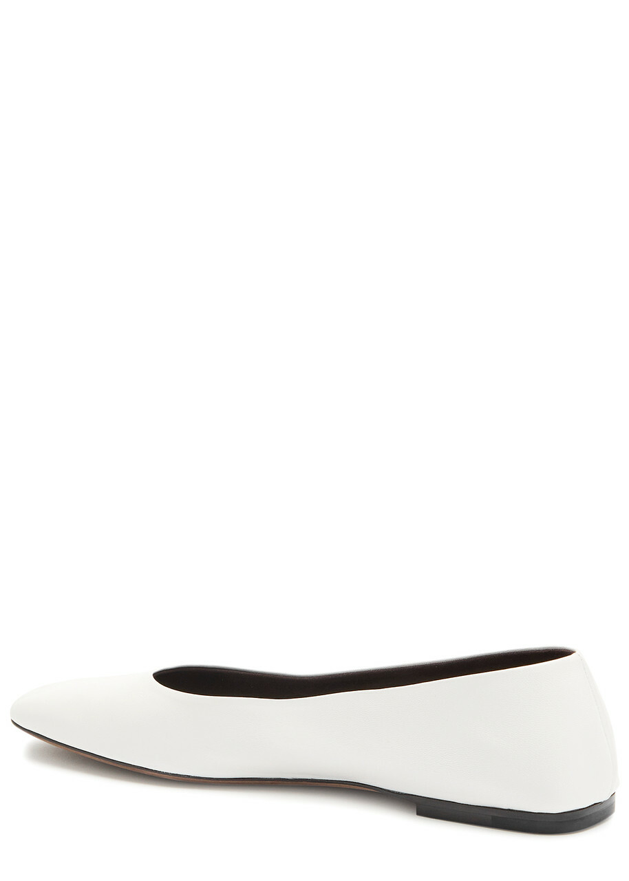 The Row Square Grained-leather Ballet Flats White The Row