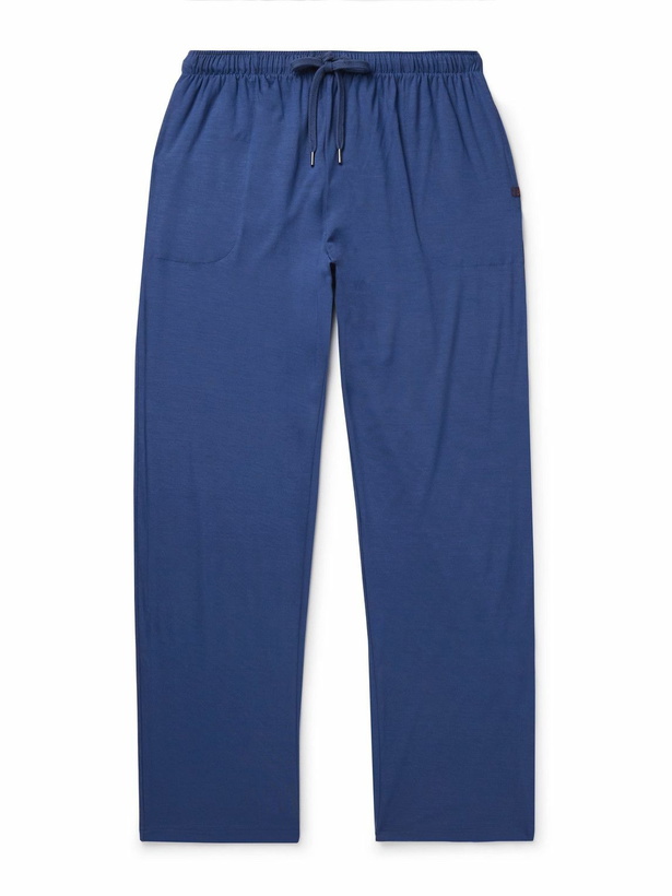 Photo: Derek Rose - Basel Stretch-Micro Modal Jersey Pyjama Trousers - Blue