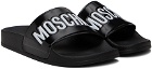 Moschino Black PVC Logo Pool Slides