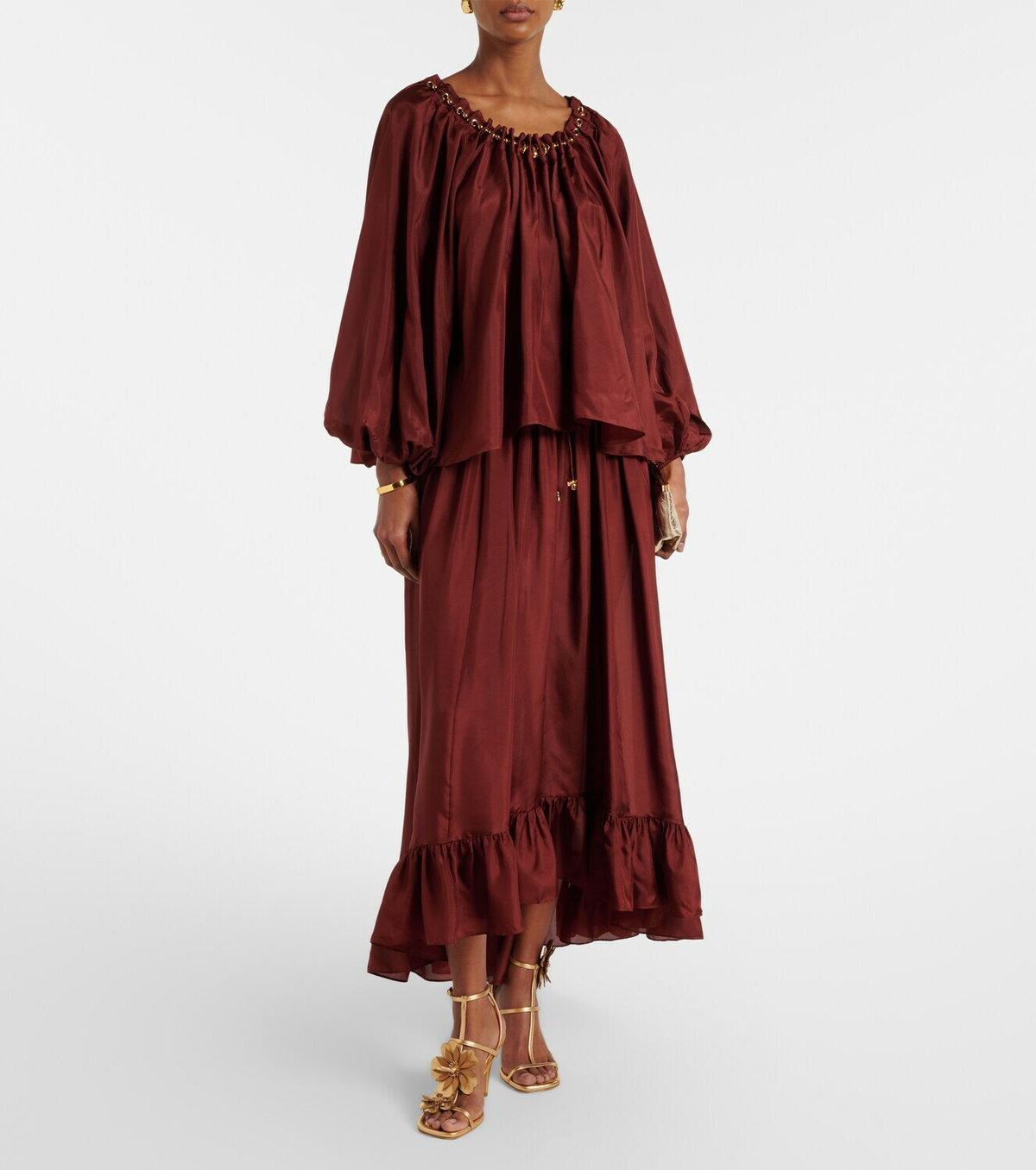 Zimmermann Aster gathered silk habotai maxi skirt