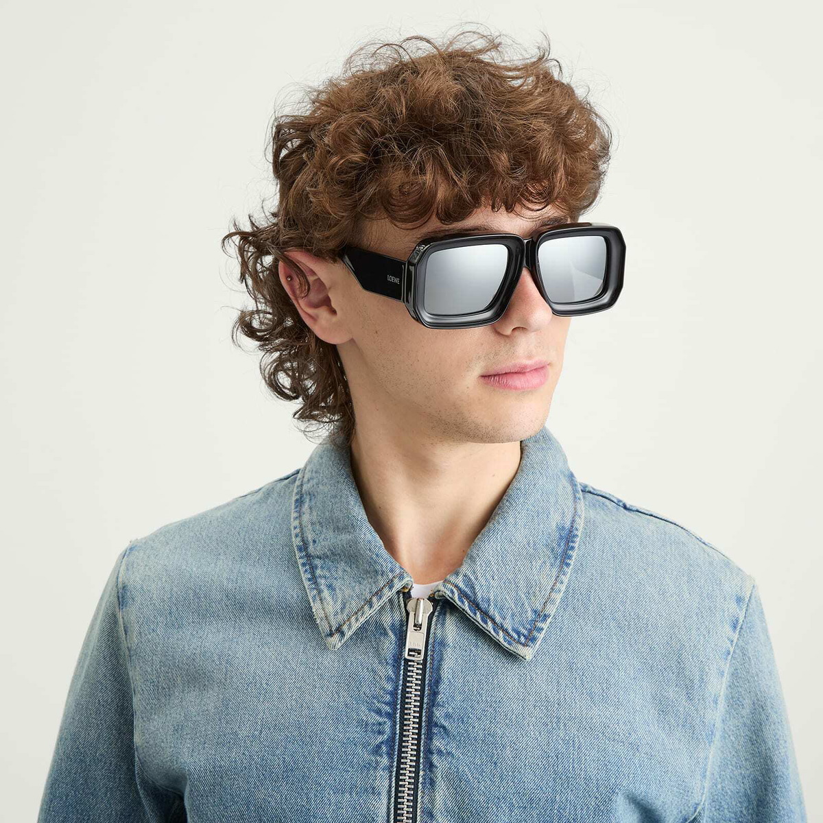 Loewe Eyewear Paula's Ibiza Mask Sunglasses in Black/Silver 