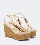 Jimmy Choo Lemi embellished leather wedge sandals