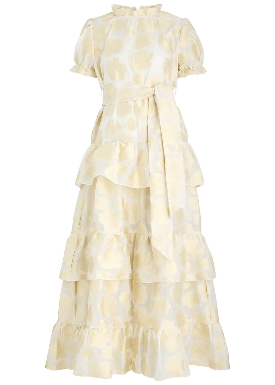 Sister Jane Emile Floral-jacquard Chiffon Midi Dress Light