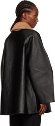 Cordera Black Aviator Midi Faux-Leather Coat