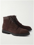 George Cleverley - Taron Leather-Trimmed Suede Derby Boots - Brown