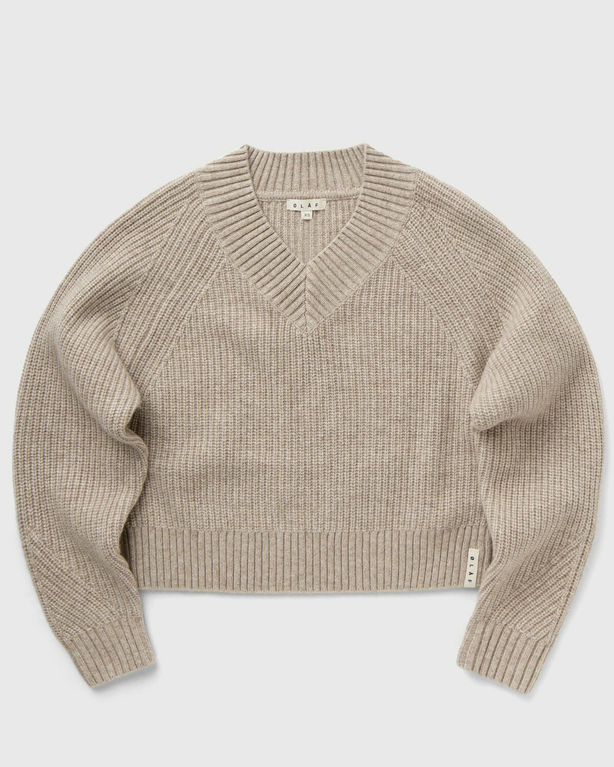 ølåf Merino V Neck Knit Beige Pullovers