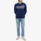 Valentino Men's V Logo Crew Knit in Blue/Ivory