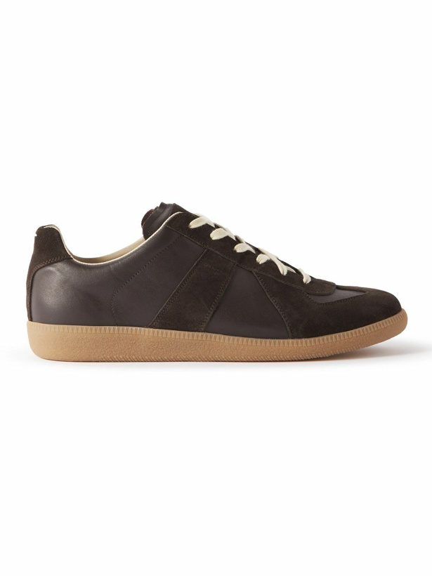 Photo: Maison Margiela - Replica Leather and Suede Sneakers - Brown