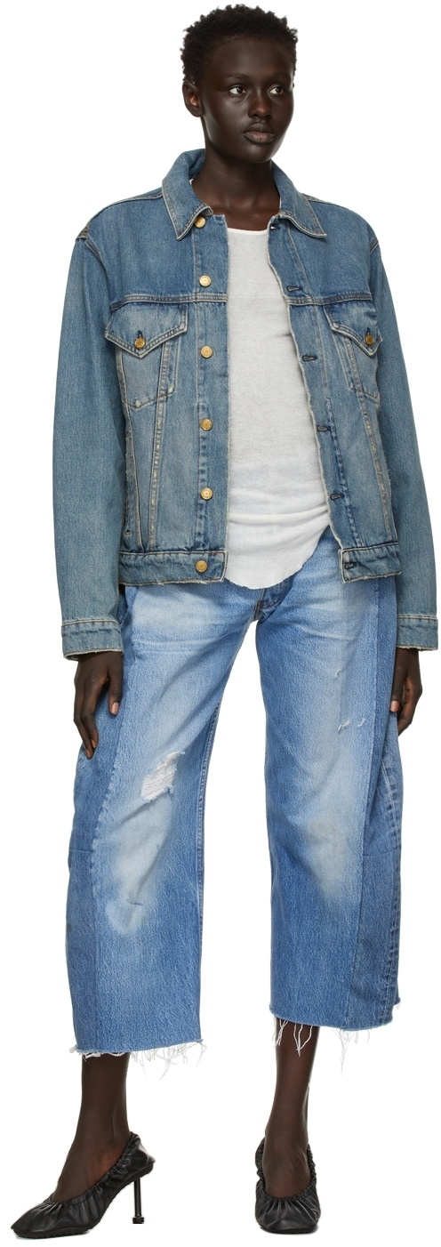 B Sides Blue Vintage Lasso Jean Slouch Crop