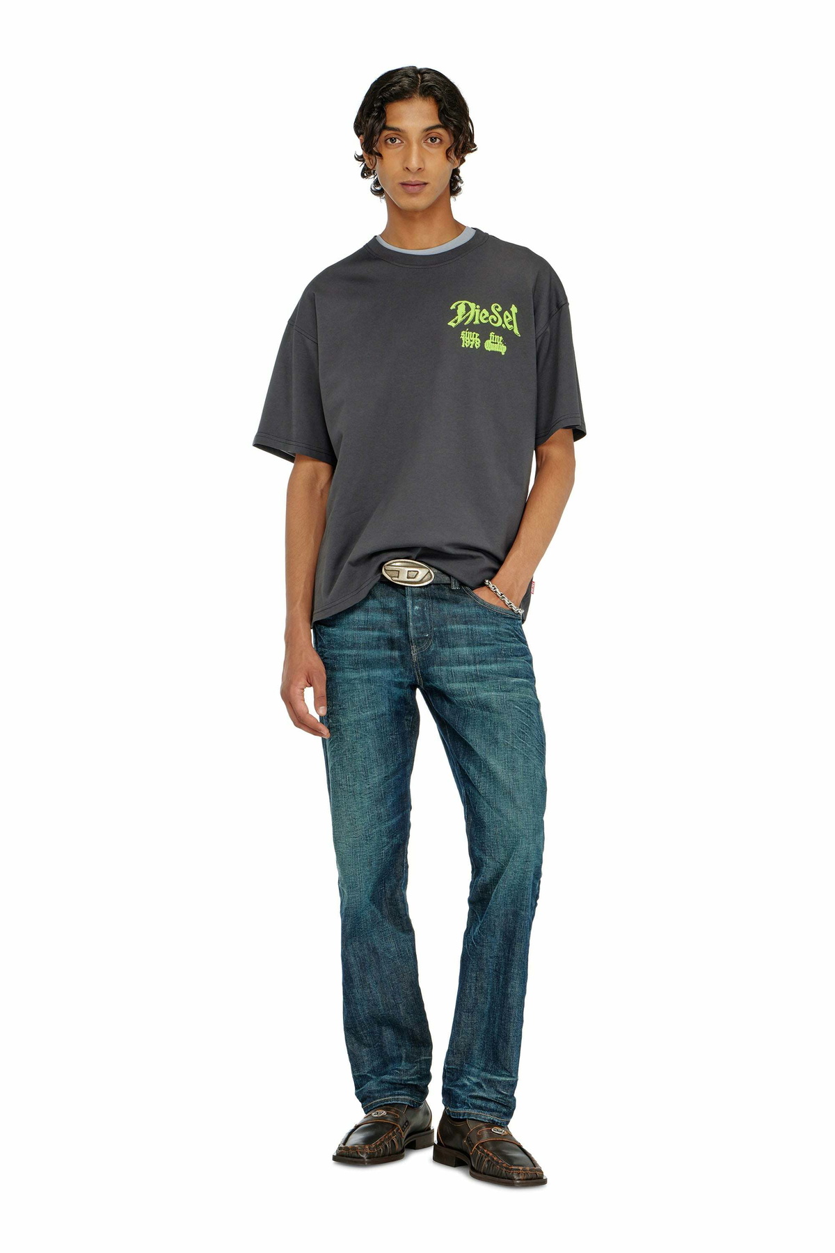 Diesel Cotton T-shirt with flock graphic - T-Shirts - Man -