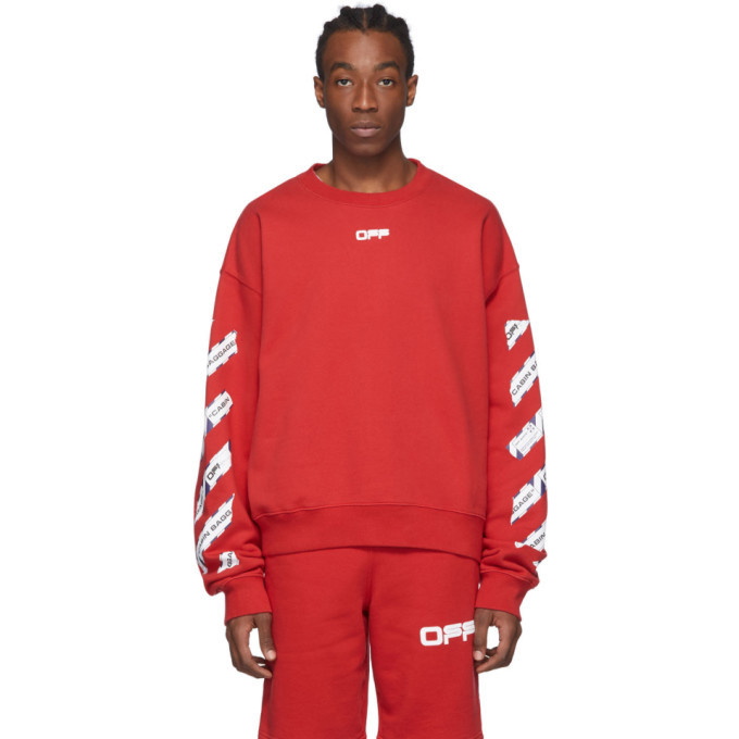 Photo: Off-White Red Airport Tape Sweatshirt