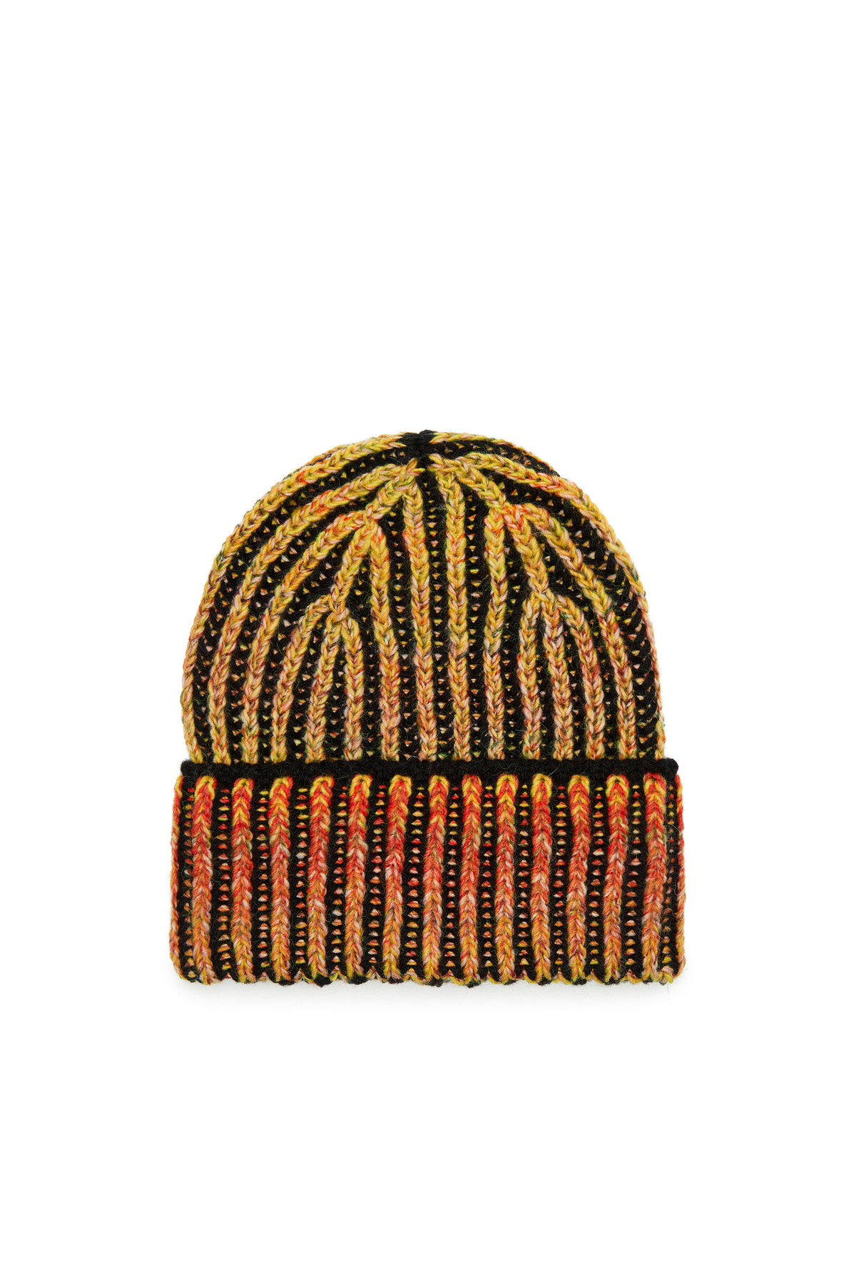 Diesel Ribbed beanie with dégradé neon stripes - Knit caps