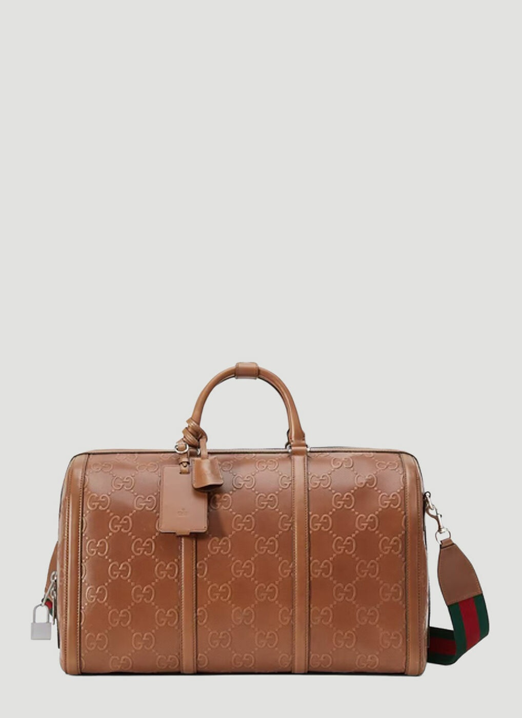  Gucci Duffle Brown Signature Guccissima Large Canvas Leather  Travel Luggage NEW
