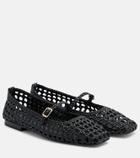 Souliers Martinez Paris woven leather Mary Jane flats