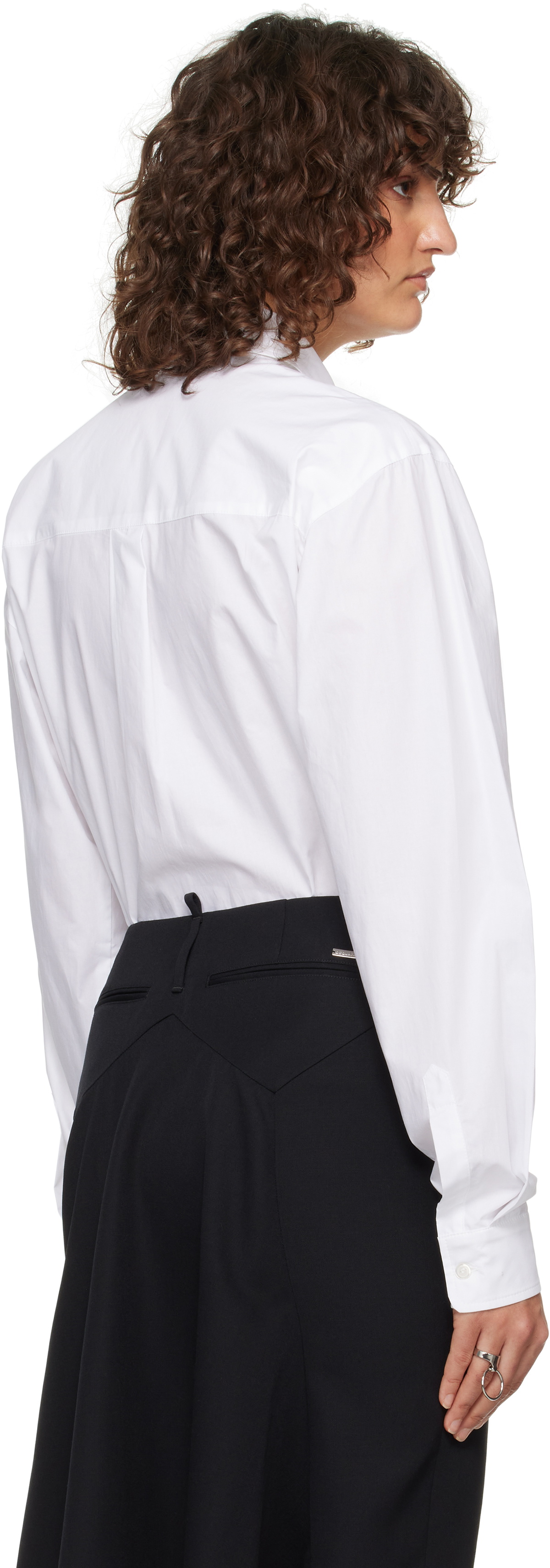 Coperni White Cotton Poplin Shirt Bodysuit