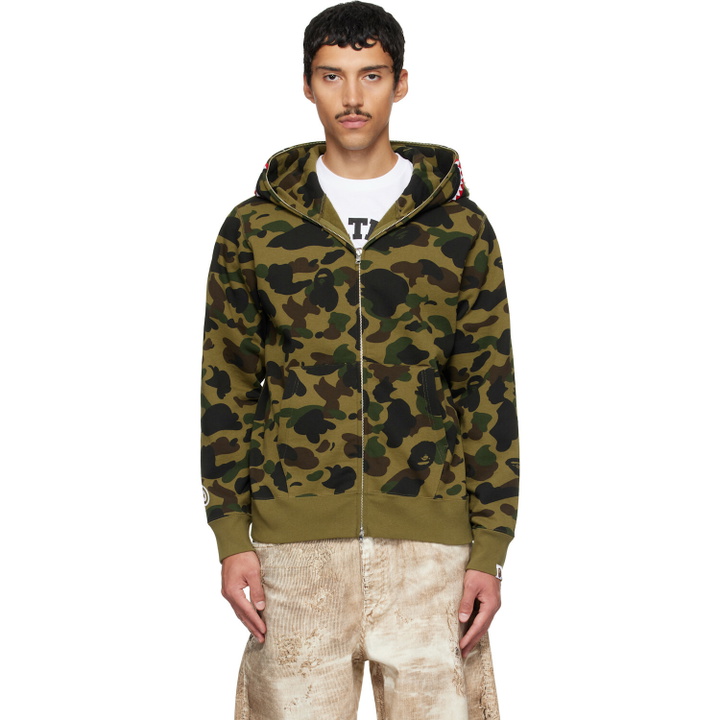 Photo: BAPE Khaki 1st Camo Shark Full Zip Hoodie
