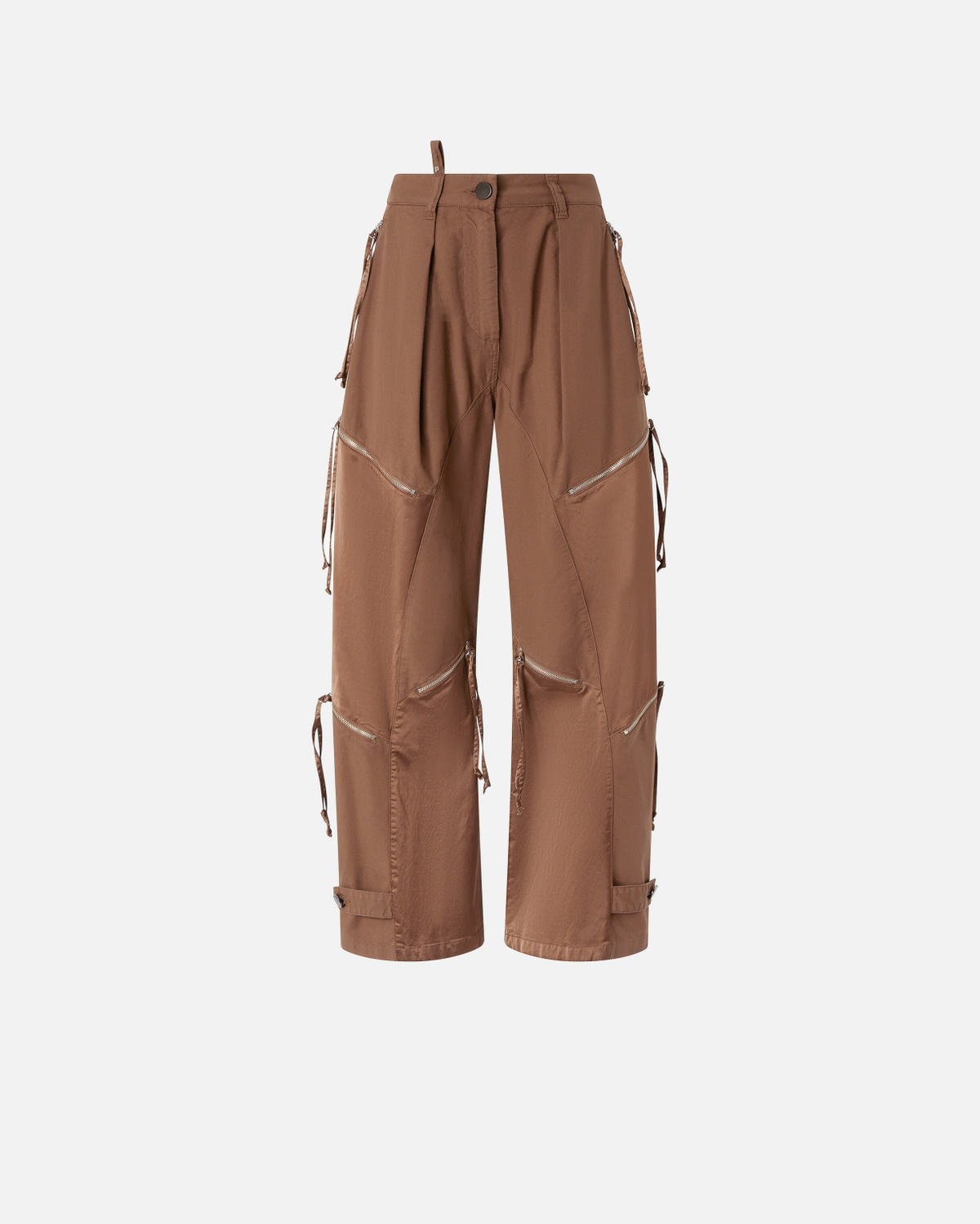 Pinko P Pants In Gabardine And Satin With Zip Brown   Tec
