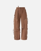 Pinko P Pants In Gabardine And Satin With Zip Brown   Tec